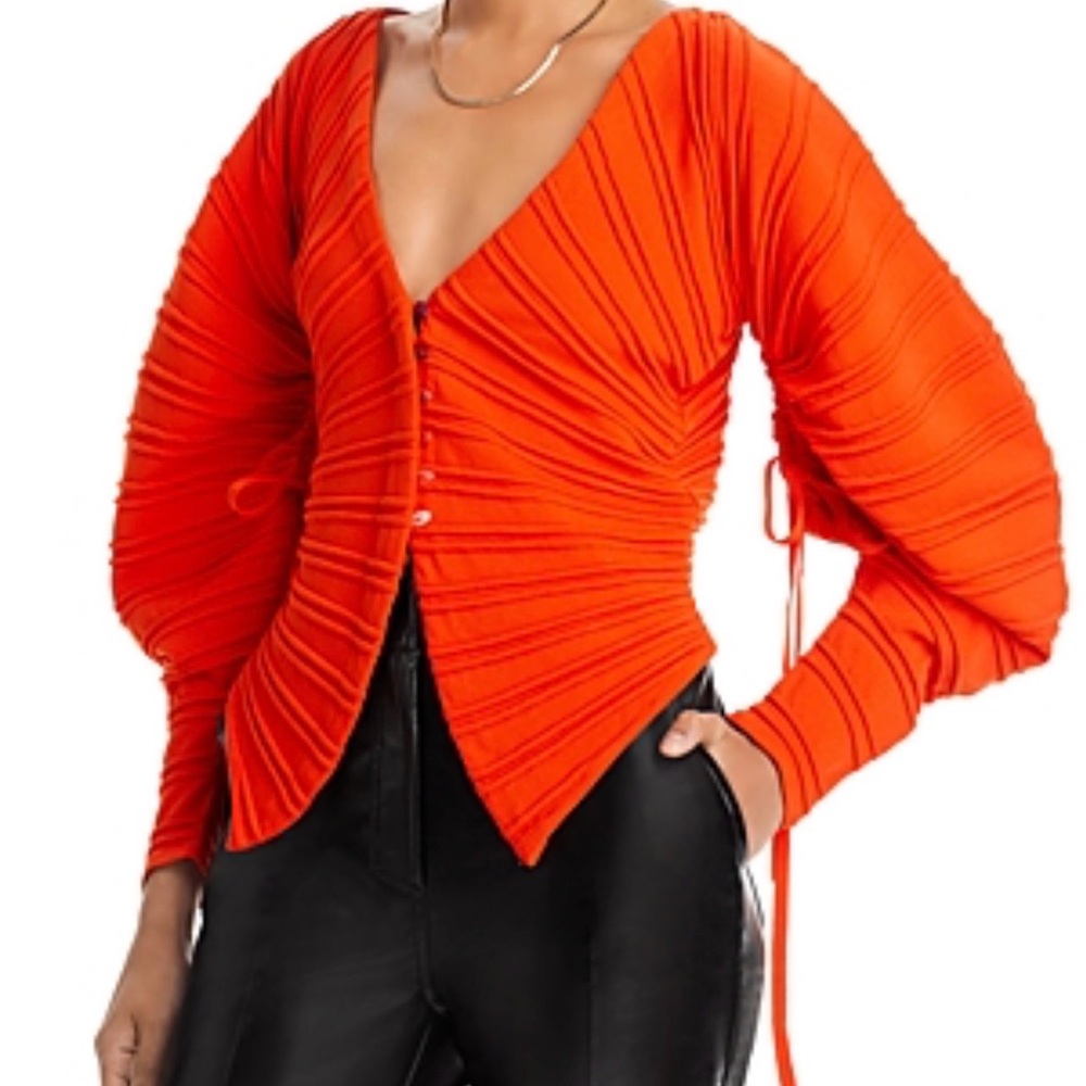 Cult Gaia Blair V-Neck knitted cardigan Size XS in an Orange/Red